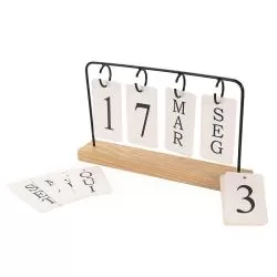 Calendário Permanente Madeira com Alça Metal Personalizado para Brinde
